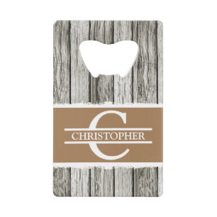 Customised initial name rustic brown white grey