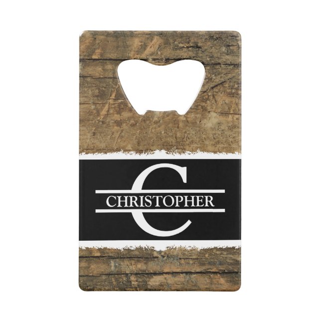 Customised initial name rustic faux wood black (Front)