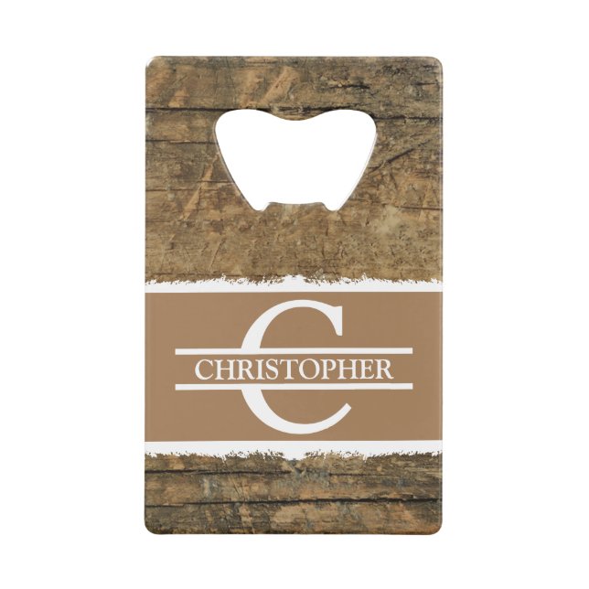 Customised initial name rustic faux wood brown (Front)