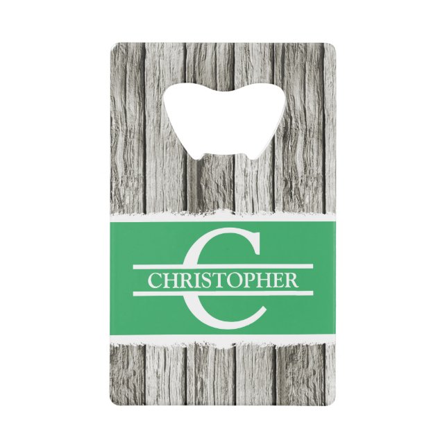 Customised initial name rustic green white grey (Front)