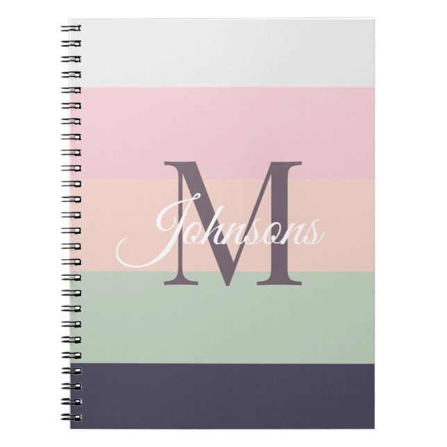 Customised Initials Monogram For Purple ColorBlock Notebook (Front)