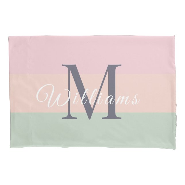 Customised Initials Monogram For Purple ColorBlock Pillowcase (Front)