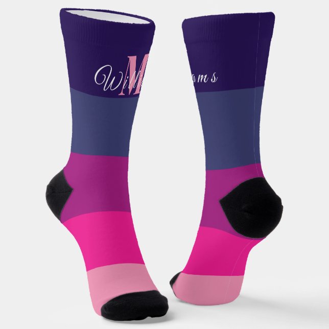 Customised Initials Monogram For Sunset ColorBlock Socks (Angled)