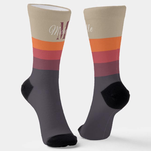 Customised Initials & Monogram Pastel Colour Block Socks (Angled)