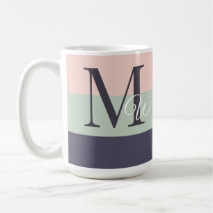 Customised Initials & Monogram Purple Colorblock  Coffee Mug
