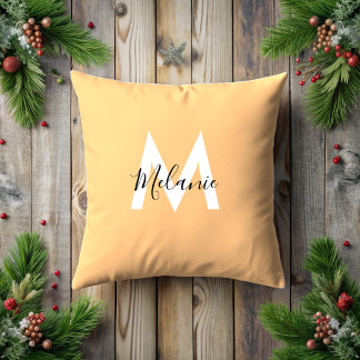 Customised initials Neutral modern orange Cushion