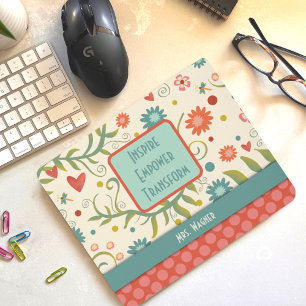 Customised Inspire Empowers Pretty Floral Teacher Mouse Pad
