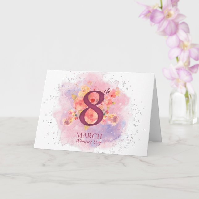Customised International Women's Day Watercolor  Card (Orchid)