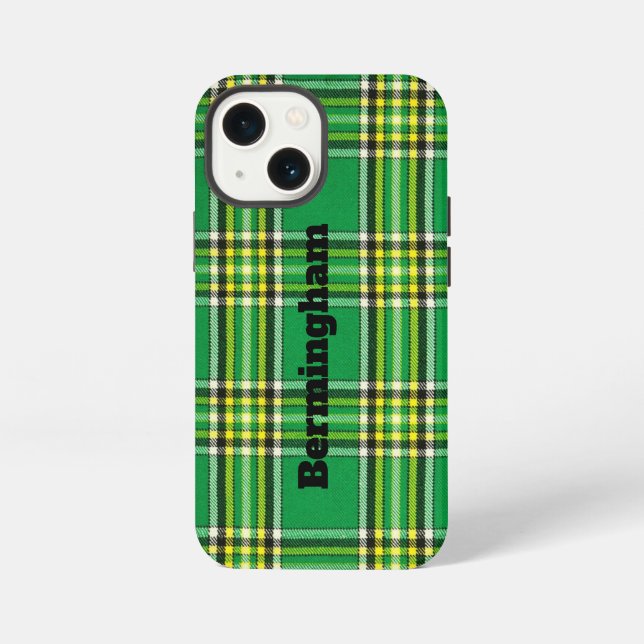 Customised iPhone Case Green Plaid Design (Back)