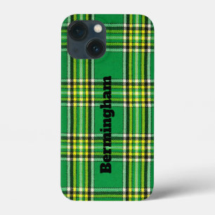 Customised iPhone Case Green Plaid Design
