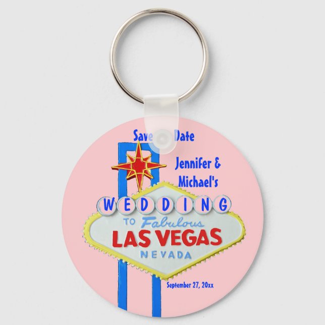 Customised Las Vegas Wedding Sign Key Ring (Front)