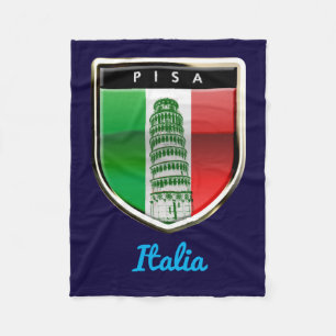 Customised Leaning Tower of Pisa and Italian Flag Fleece Blanket