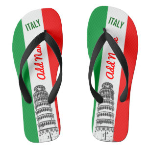 Customised Leaning Tower of Pisa and Italian Flag Jandals