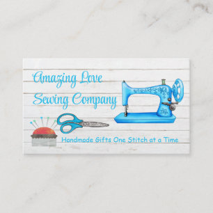 Customised Light Blue Sewing Machine 3 Business Card