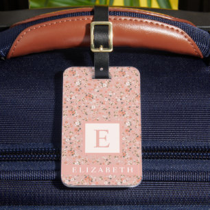 Customised Light Pastel Pink Floral White Flowers Luggage Tag