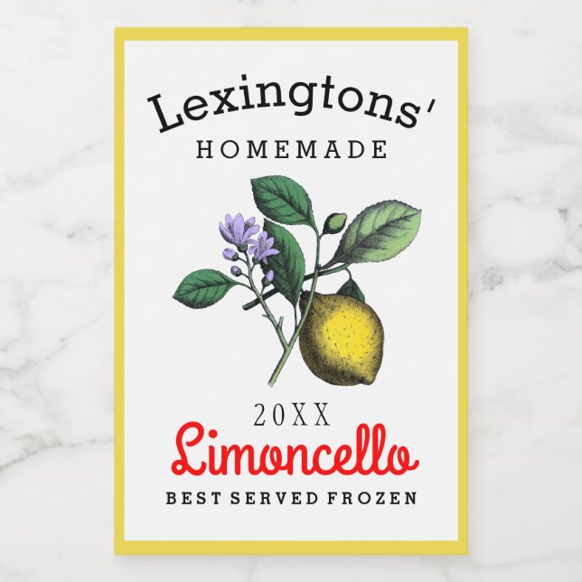 Customised Limoncello Liquor Bottle Label (Single Label)