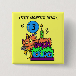Customised Little Monster Birthday Button