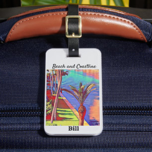 Customised Little Palm Coastal Beach Luggage Tag