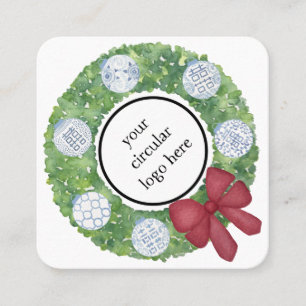 Customised Logo Happy Holidays Wreath Favour Tags