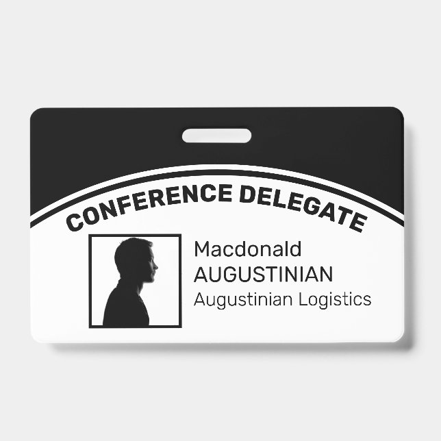 Customised Logo Photo ID Delegate BLACK Badge (Front)