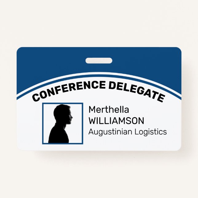 Customised Logo Photo ID Delegate CLASSIC BLUE ID Badge (Front)