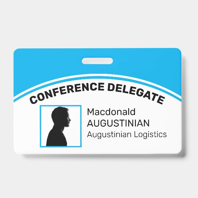Customised Logo Photo ID Delegate CYAN Badge (Front)