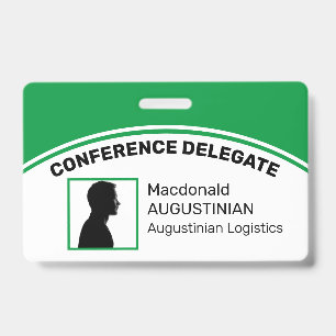 Customised Logo Photo ID Delegate MID GREEN Badge