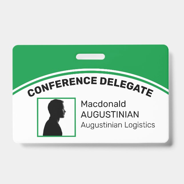 Customised Logo Photo ID Delegate MID GREEN Badge (Front)
