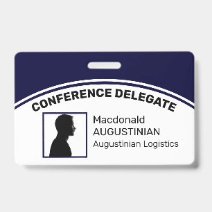 Customised Logo Photo ID Delegate NAVY BLUE Badge