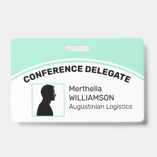 Customised Logo Photo ID Delegate NEO MINT GREEN Badge (Front)