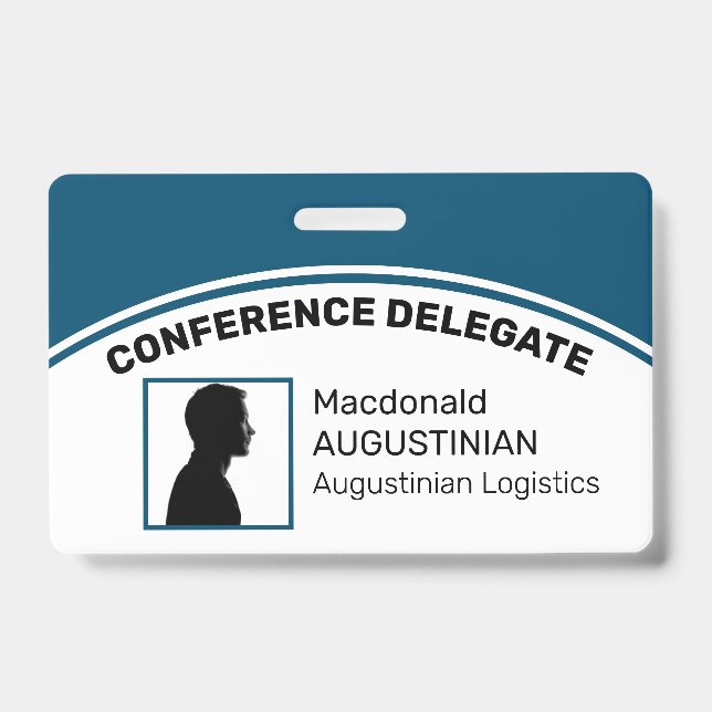 Customised Logo Photo ID Delegate PETROL BLUE Badge (Front)