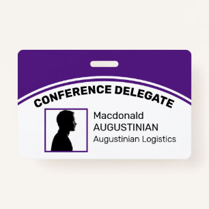 Customised Logo Photo ID Delegate PURPLE ID Badge