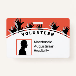 Customised Logo Photo ID Delegate VOLUNTEER Hands ID Badge