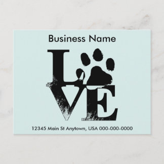 Customised LOVE Puppy Dog Paw Print Postcard