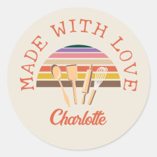 Customised "MADE WITH LOVE!" Classic Round Sticker