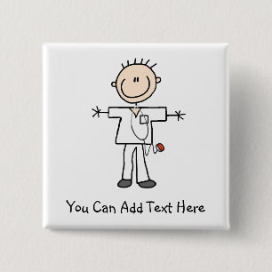 Customised Male Stick Figure Nurse Button