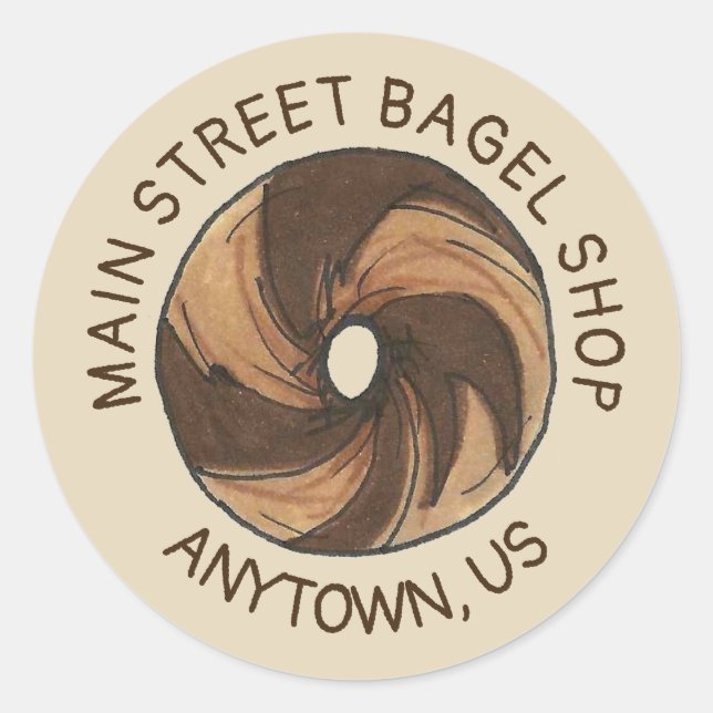 Customised Marble Rye Bagel Shop Foodie Breakfast Classic Round Sticker (Front)