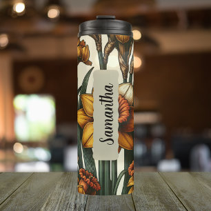 Customised March Birth Flower Skinny 16 oz Thermal Tumbler