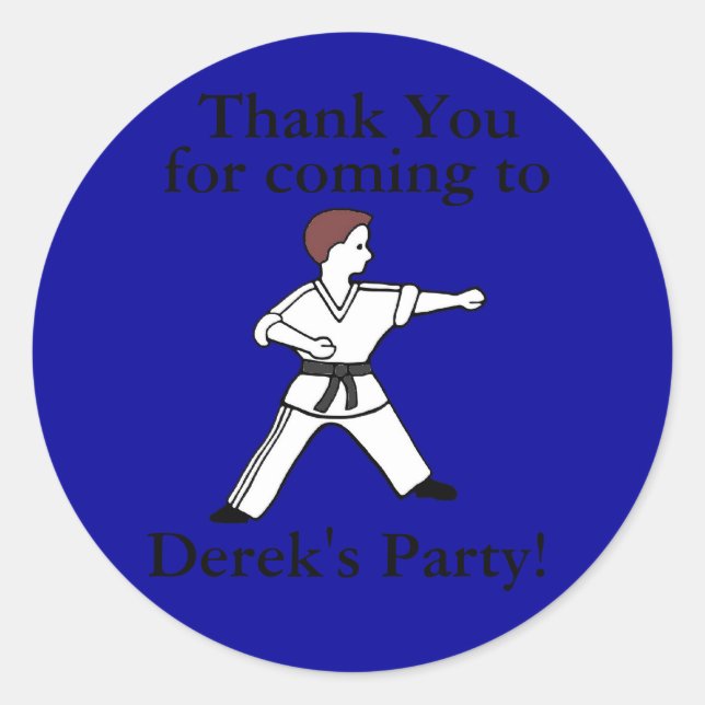 Customised Martial Arts birthday party stickers (Front)