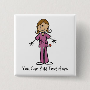Customised Medium Skin Stick Figure Nurse Button