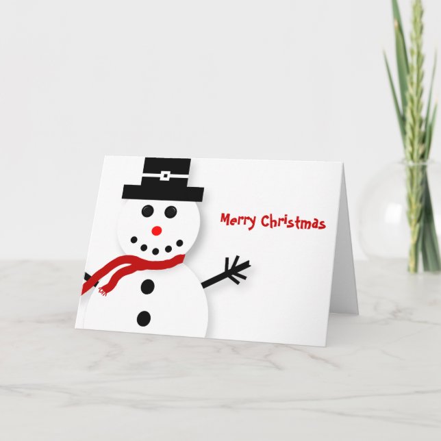 Customised Merry Christmas Snowman Christmas Cards (Front)