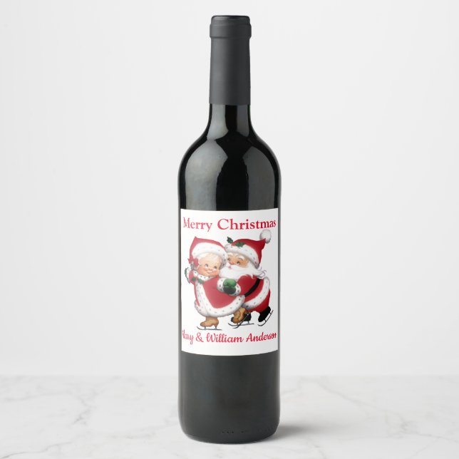Customised Merry Christmas Wine Label (Front)