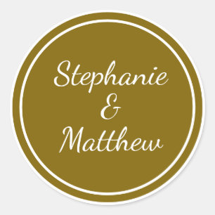 Customised Minimalist Modern Wedding Bride Groom Classic Round Sticker