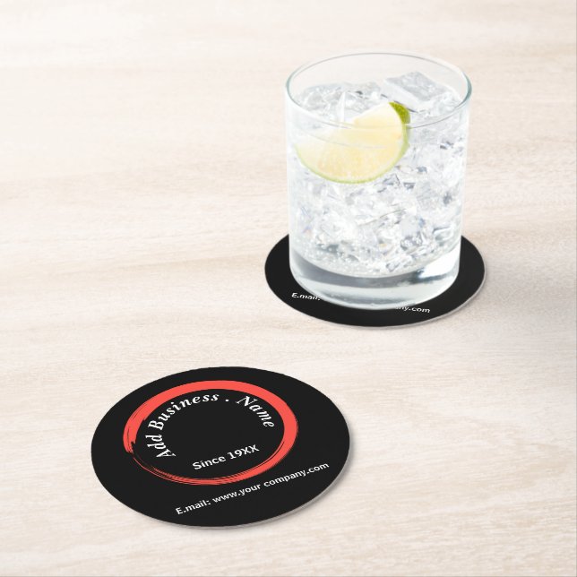  Customised Modern Black Professional  Round Paper Coaster (Insitu)