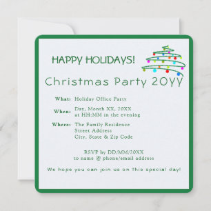 Customised Modern Elegant Green Christmas Party  Invitation