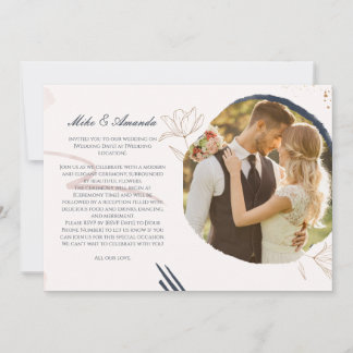 Customised Modern Floral Lace Wedding Invitation