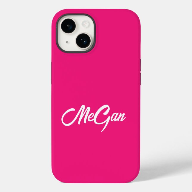 Customised Modern Name Minimal Monogram Pink colou Case-Mate iPhone Case (Back)