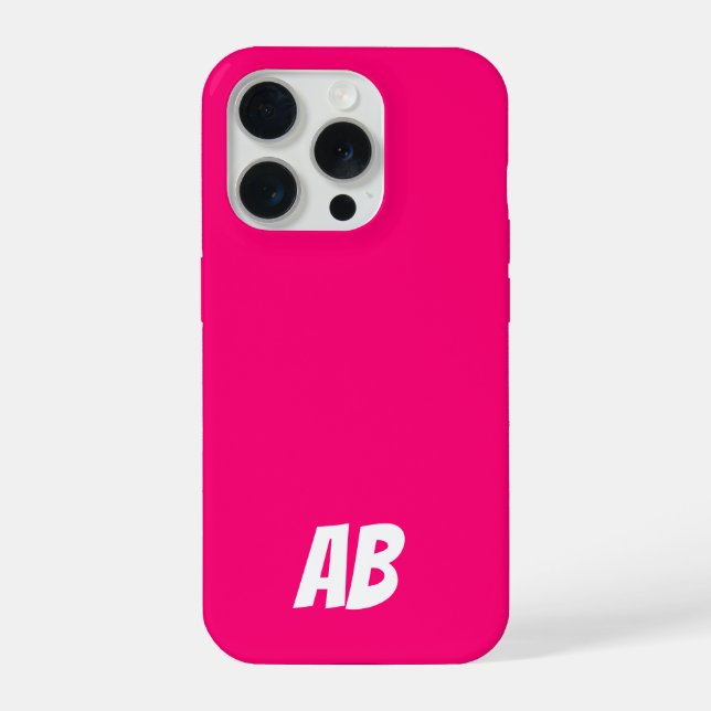 Customised Modern Stylish Name Minimal Royal Pink  iPhone Case (Back)