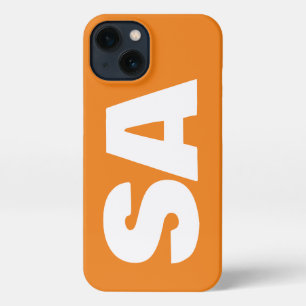 Customised Modern Stylish Name Monogram Orange. iPhone 13 Case