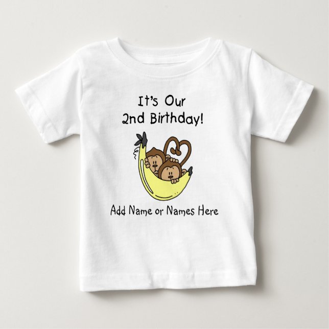 Customised Monkeys Twin Boys Tshirt (Front)
